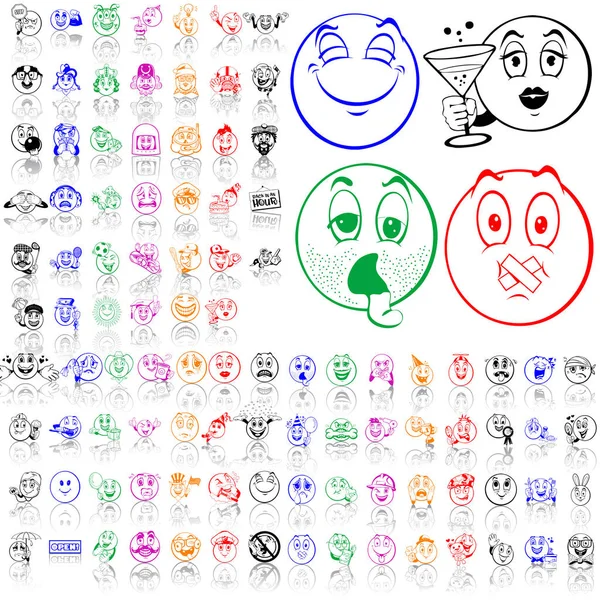Conjunto Caras Emoticones — Archivo Imágenes Vectoriales