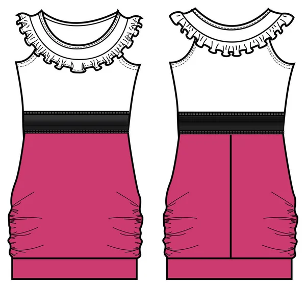 Ескіз Жіночої Сукні Короткими Рукавами — стоковий вектор