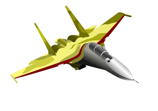 Wojskowy Myśliwiec Samolot Wektor Ilustracja Białym Tle — Wektor stockowy