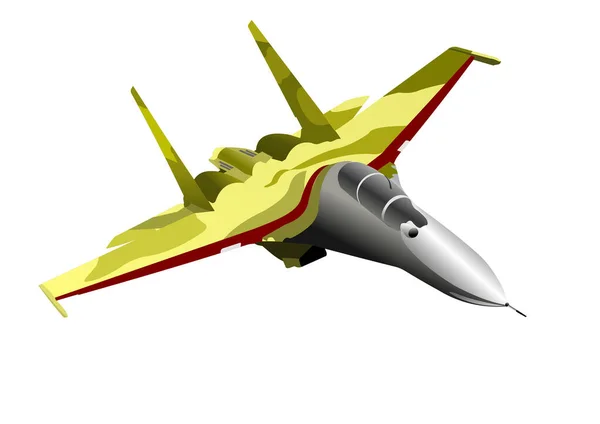 Militair Gevechtsvliegtuig Vector Illustratie Witte Achtergrond — Stockvector