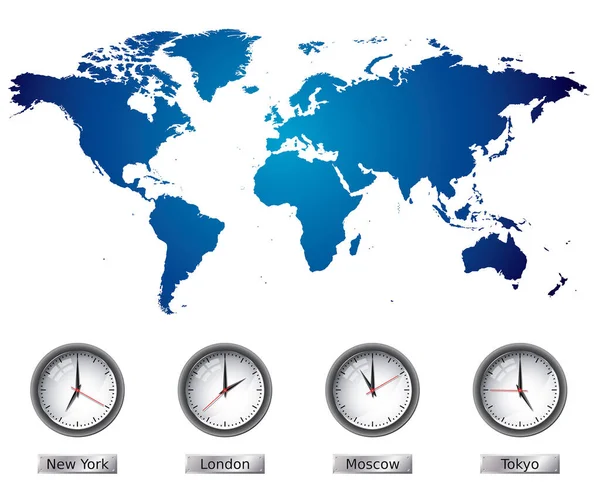 Vector Illustration Time Zones — Stock Vector