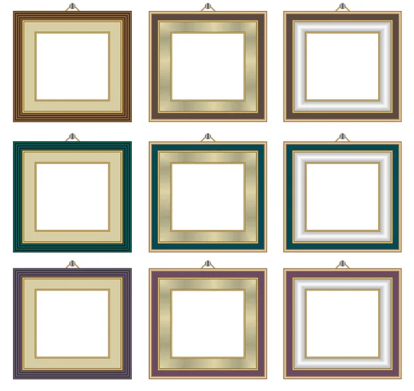 Set Gold Frames — Stock Vector