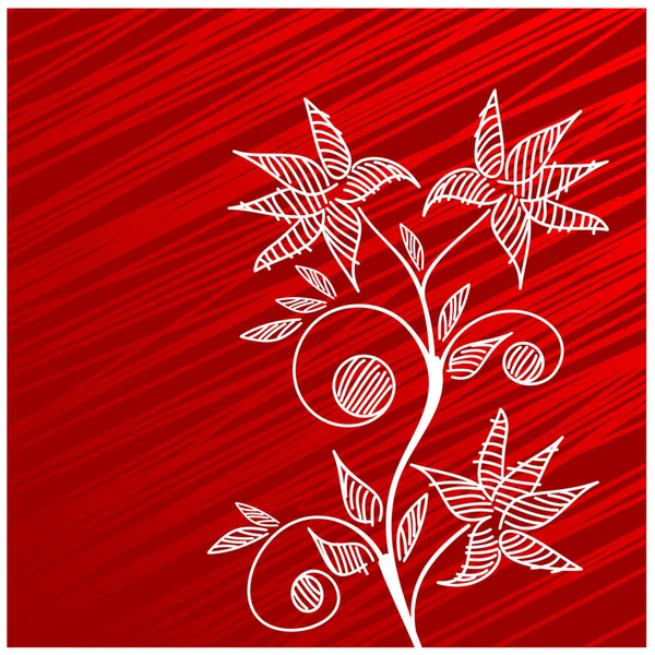 Ornement Floral Blanc Sur Fond Rouge — Image vectorielle