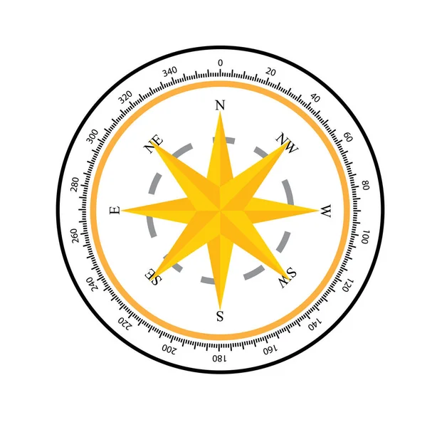 Plochá Ikona Kompasu Vektorová Ilustrace — Stockový vektor