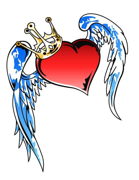 Heart Wings Crown Vector Illustration — Stock Vector