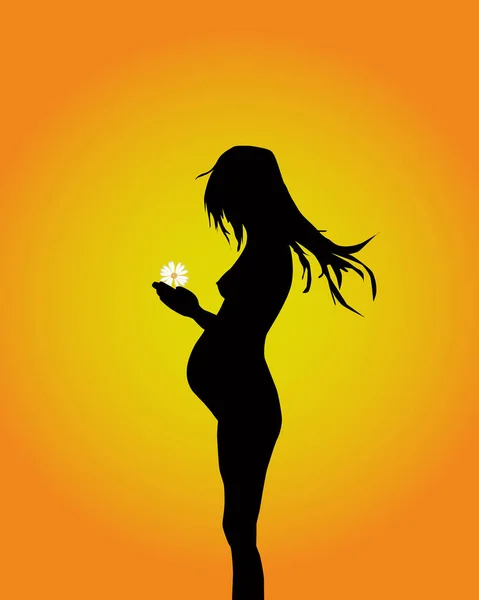 Έγκυος Γυναίκα Λουλούδι — Διανυσματικό Αρχείο