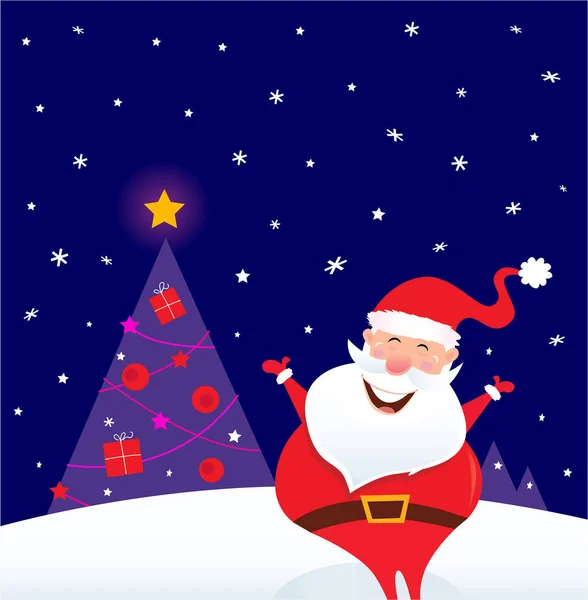 Babbo Natale Con Albero Natale Vettore — Vettoriale Stock