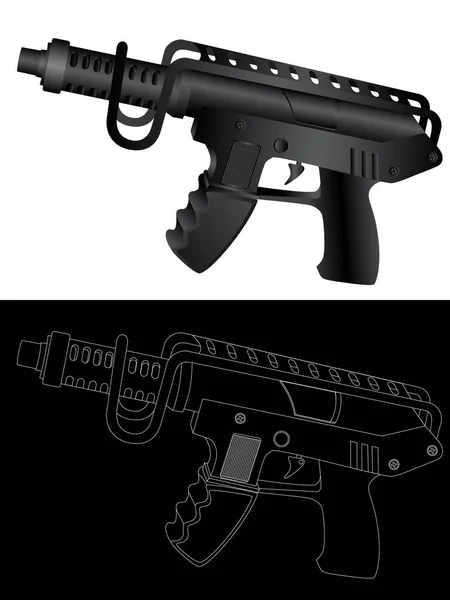 Render Automatic Weapon — Stock Vector