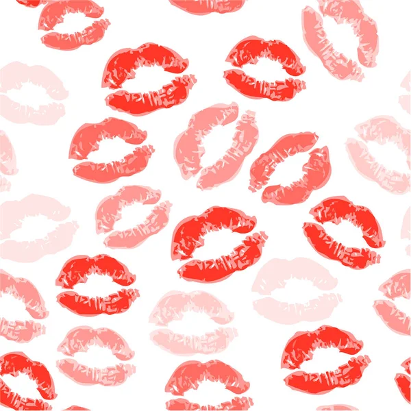 赤い唇とシームレスなパターン — ストックベクタ