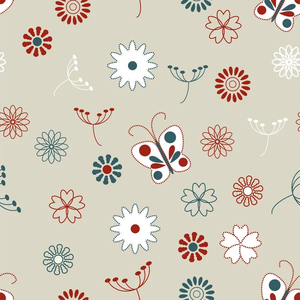 Motif Sans Couture Avec Des Fleurs Abstraites — Image vectorielle