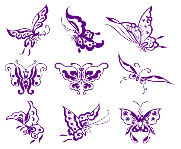 Conjunto Vectorial Iconos Mariposa — Archivo Imágenes Vectoriales
