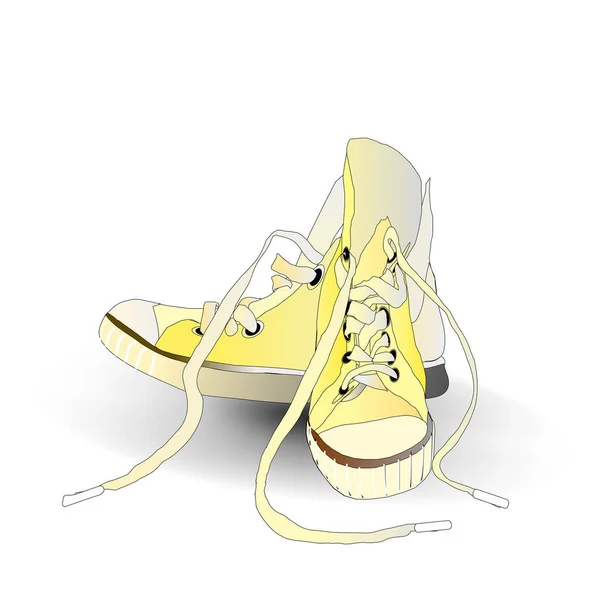 Gelbe Schuhe Auf Weißem Hintergrund — Stockvektor