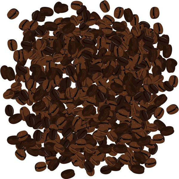 Kávová Zrna Izolované Bílém Pozadí — Stockový vektor