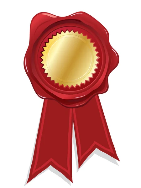 Médaille Rouge Vectorielle Avec Rubans Ruban Vecteur — Image vectorielle