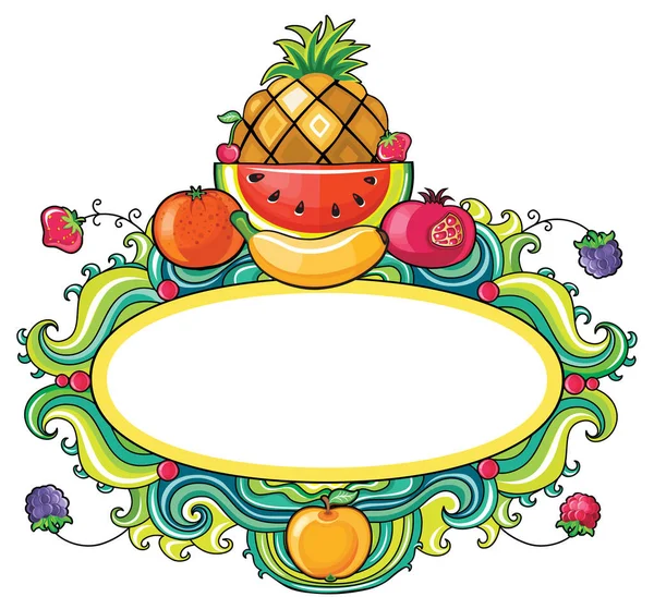 Marco Frutas Con Diseño Ilustración Vectores Cinta — Vector de stock
