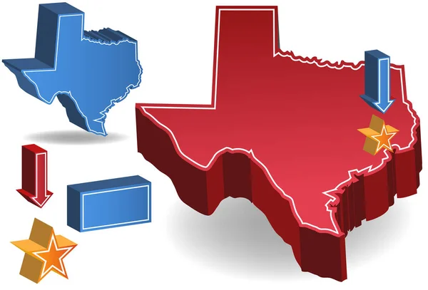 Texas Karta Vektorillustration — Stock vektor