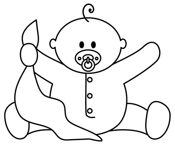 Vector Ilustración Bebé Con Chupete — Vector de stock