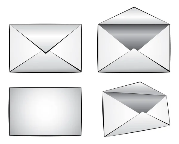 Conjunto Diferentes Envelopes Papel Branco — Vetor de Stock