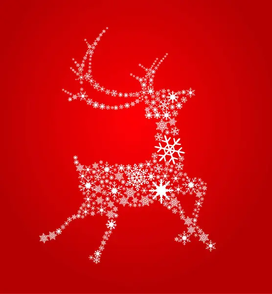 Cerf Noël Sur Fond Rouge — Image vectorielle