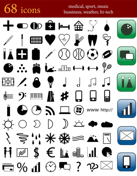 Set Von Symbolen Für Web Und Mobile — Stockvektor