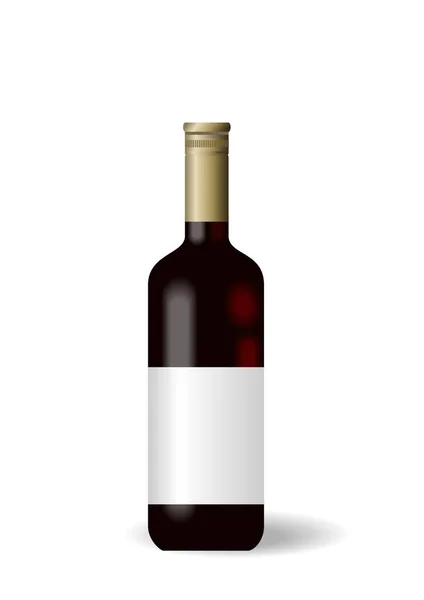 Botella Con Vino Tinto Aislado Sobre Fondo Blanco Ilustración Vectorial — Archivo Imágenes Vectoriales
