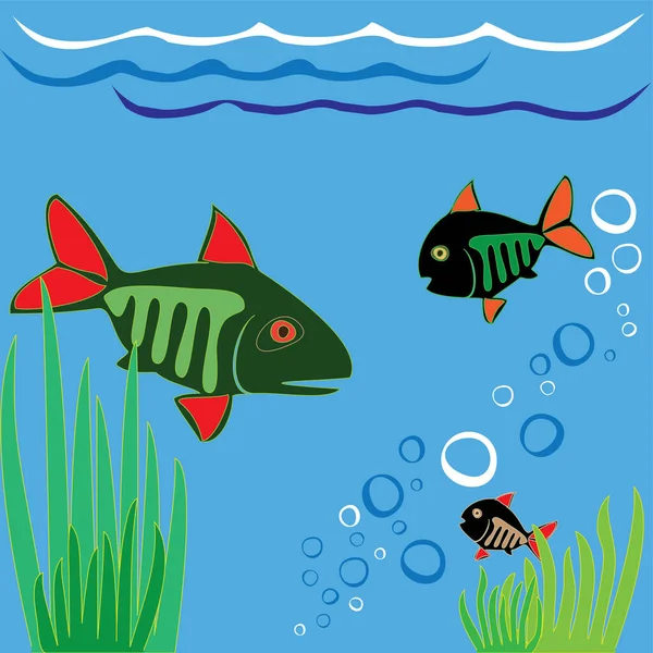 海里的卡通鱼 — 图库矢量图片