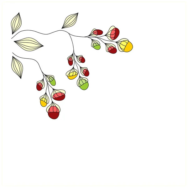Illustration Vectorielle Une Branche Aux Bourgeons Colorés — Image vectorielle