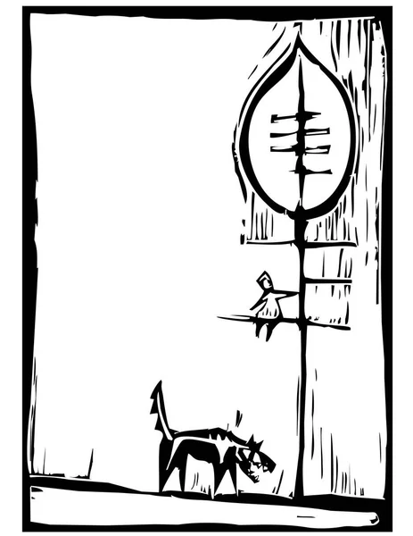 Zwart Wit Vector Illustratie Van Een Hond — Stockvector