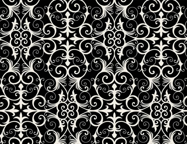Seamless Floral Pattern Black White — Stock Vector