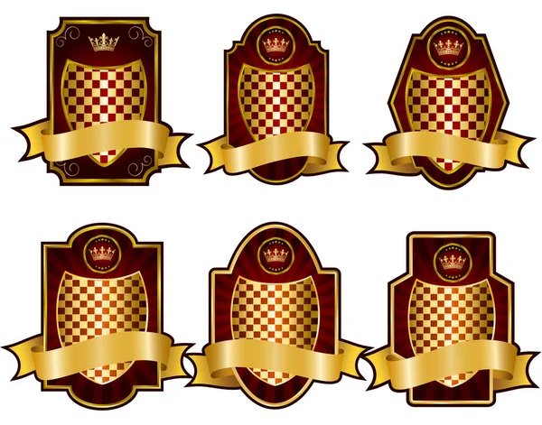 Набор Золотых Королевских Корон — стоковый вектор