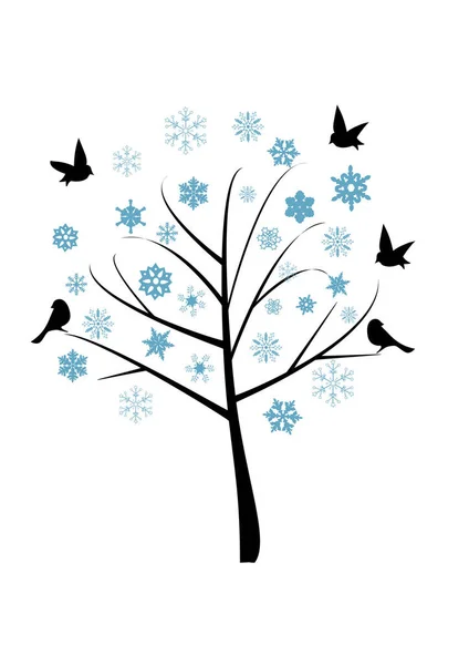 Árvore Inverno Ilustração Vetorial — Vetor de Stock