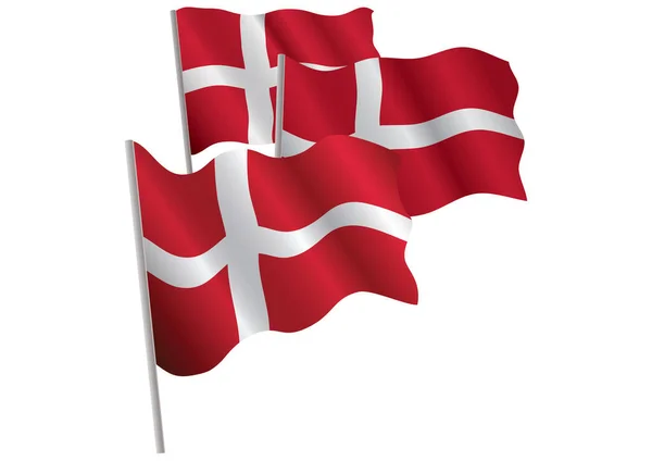 Flag Denmark Flagpole Isolated White Background Render — Stock Vector