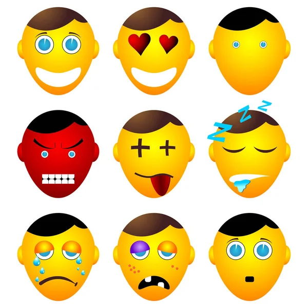 Vektor Emoticon Emoji Wajah Emoticon Terisolasi Pada Latar Belakang Putih - Stok Vektor