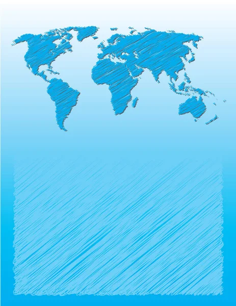 Blå Karta Över Världen — Stock vektor