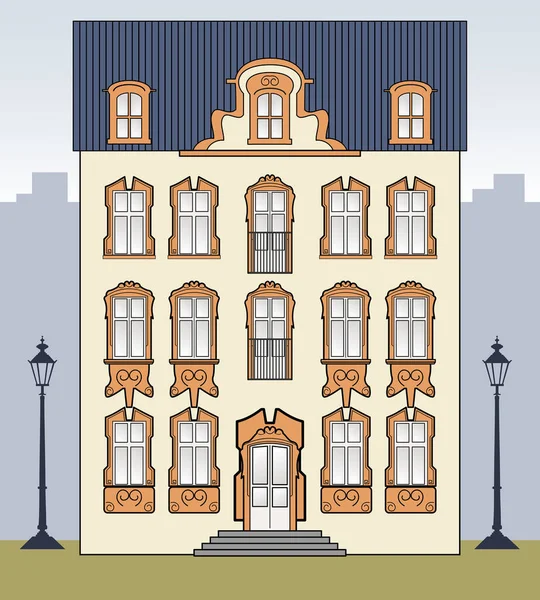 Old Town Building Vector Illustration — Stock Vector