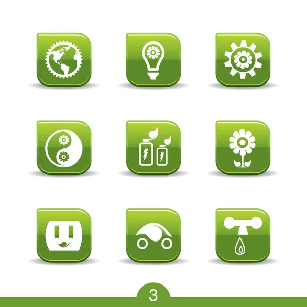 Ecológico Verde Vector Iconos Conjunto — Vector de stock