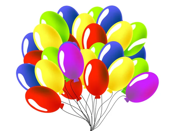 Ballons Colorés Avec Ruban — Image vectorielle