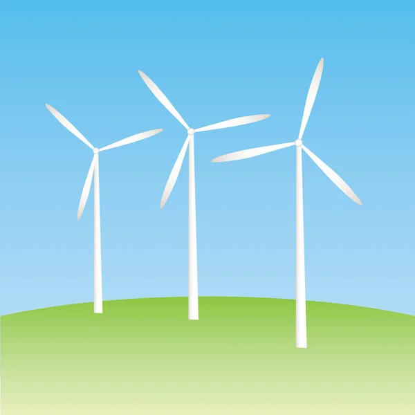 Groene Turbines Groene Bladeren Een Achtergrond — Stockvector