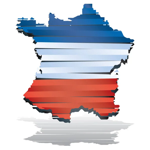 Vektorkarte Mit Frankreich Flagge Auf Isoliertem Weißem Hintergrund — Stockvektor