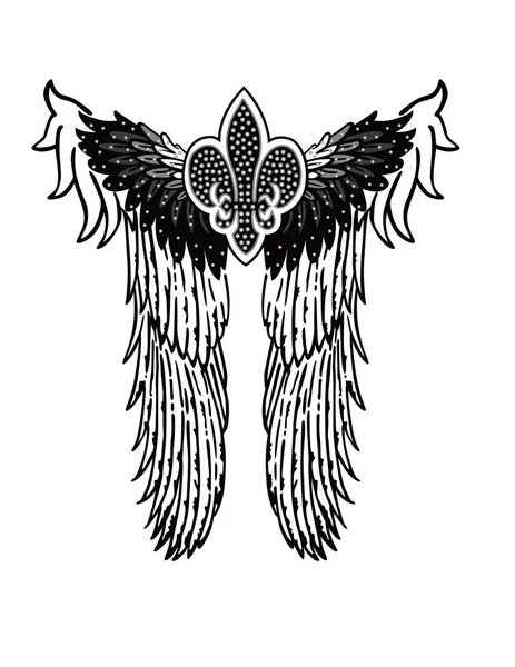 Vleugels Met Veren Vectorillustratie — Stockvector