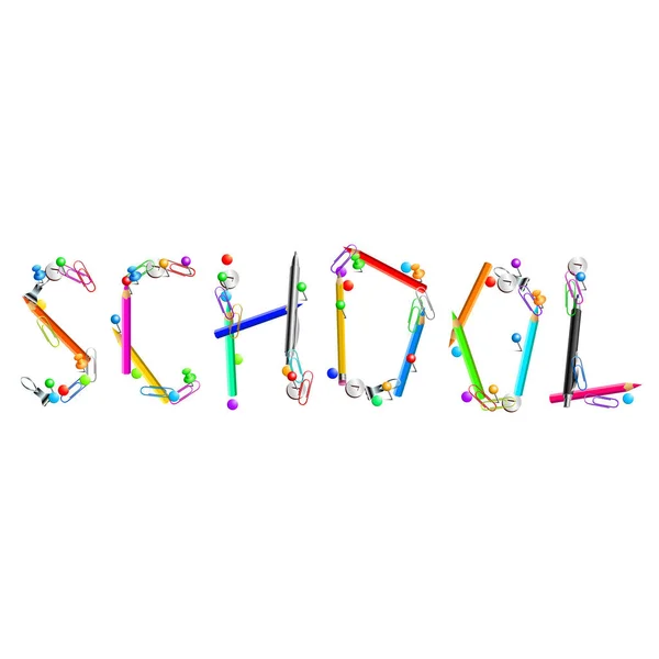Σχολείο Λέξη Από Πολύχρωμα Μολύβια — Διανυσματικό Αρχείο