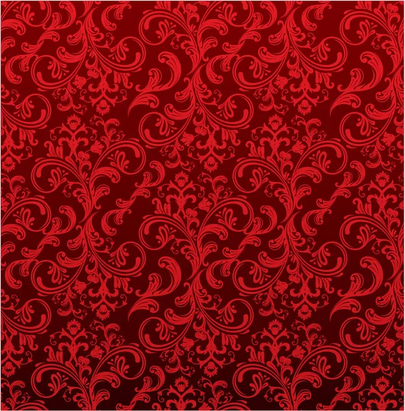 Röd Blommig Prydnad Mörk Bakgrund Vektor Illustration — Stock vektor