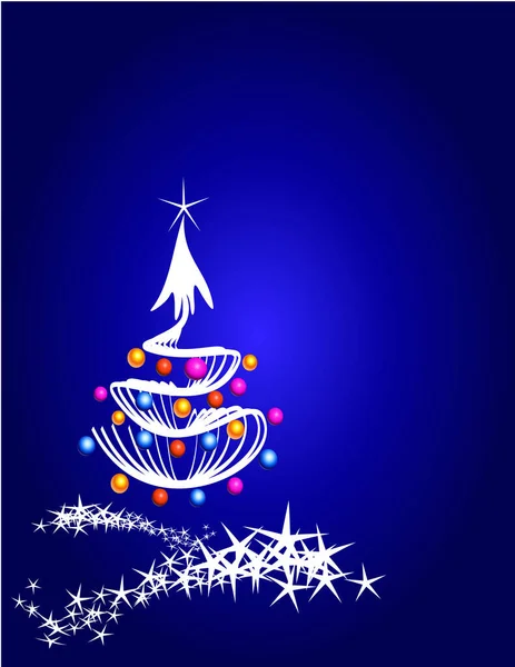 クリスマスツリーとスノーフレークの青い背景 ベクトル — ストックベクタ