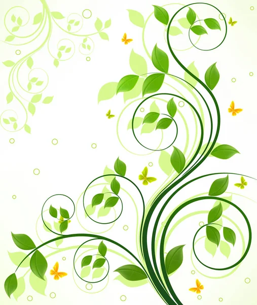Yeşil Çiçekli Vektör Çizim — Stok Vektör