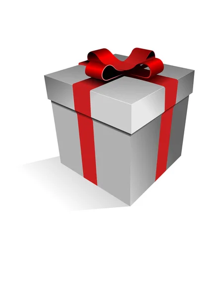 Rote Geschenkbox Mit Schleife Und Schleife Vektorillustration — Stockvektor