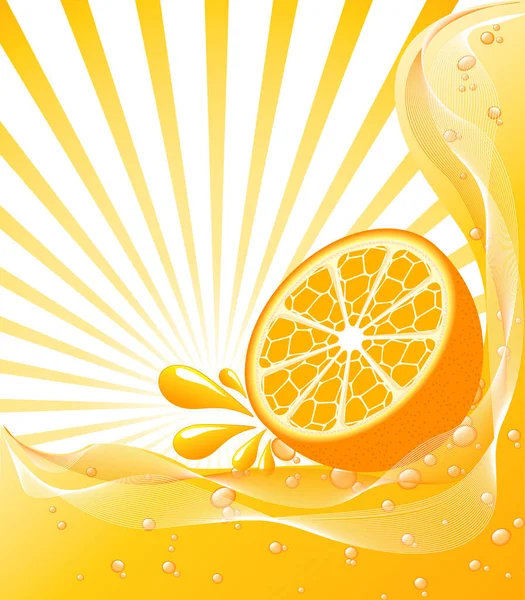 Oranje Achtergrond Met Plakjes Sinaasappel — Stockvector