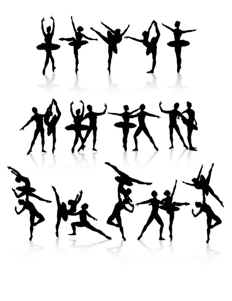 Conjunto Siluetas Baile — Archivo Imágenes Vectoriales