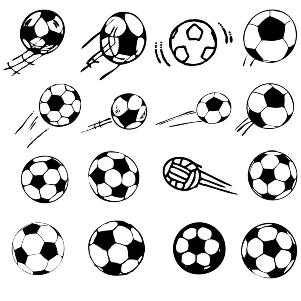 Ikona Piłki Nożnej Zestaw Piłka Nożna Piłka Nożna Piłka Nożna — Wektor stockowy