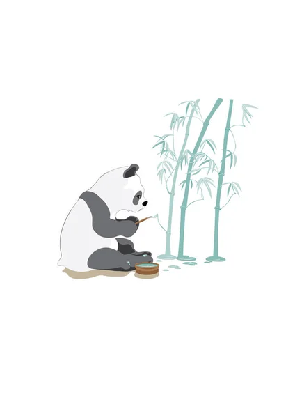 Panda Avec Arbre Illustration Vectorielle — Image vectorielle