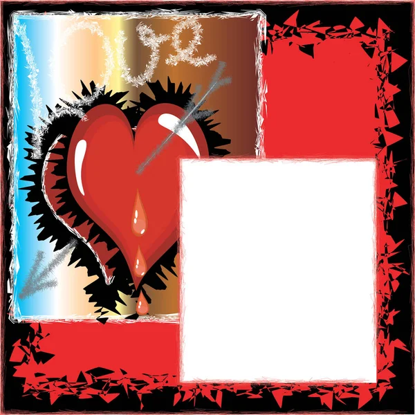 Bandera Del Corazón Está Pintada Con Una Hoja Grunge — Archivo Imágenes Vectoriales